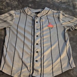 Nickelodeon Gray Button Down Shirt with Cartoon Design